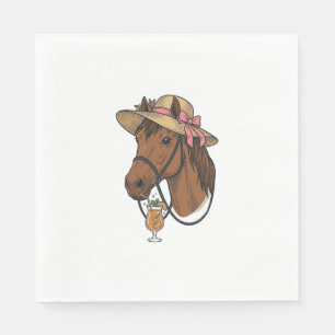 Serviette En Papier Illustration de chapeau d'été cocktail cheval vint