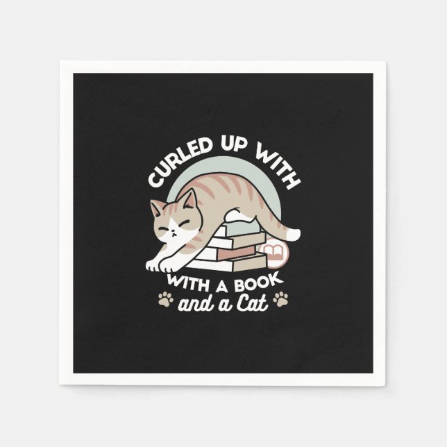 Serviette En Papier Illustration de chat Lover - Curled Up & Cosy (Devant)