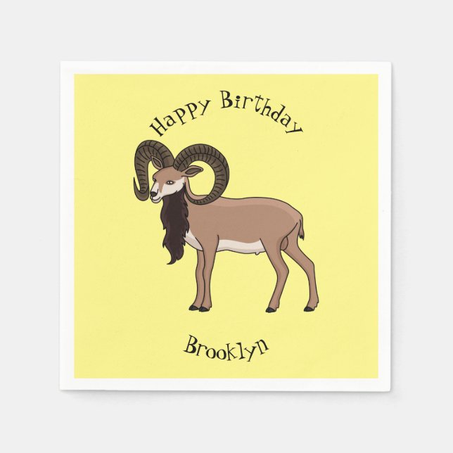 Serviette En Papier Illustration de chèvre de Mouflon (Devant)