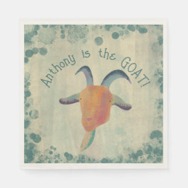 Serviette En Papier Illustration de chèvre peinte moderne personnalisé
