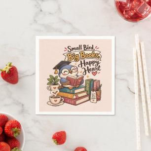 Serviette En Papier Illustration de chouette mignonne lisant des livre