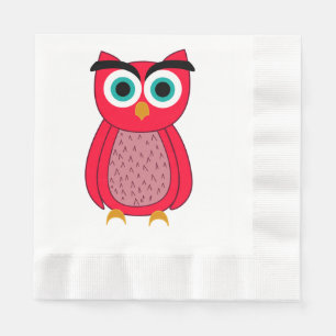 Serviette En Papier Illustration de chouette rose mignonne