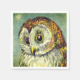 Serviette En Papier Illustration de chouette vintage