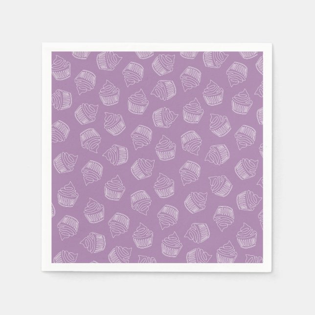 Serviette En Papier Illustration de cupcake violet (Devant)