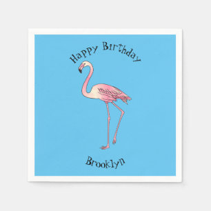 Serviette En Papier Illustration de dessin animé d'oiseau flamant rose