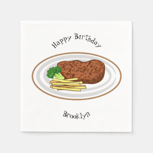 Serviette En Papier Illustration de dessin de steak