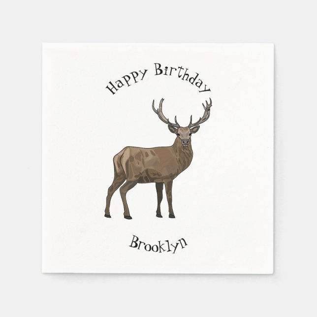 Serviette En Papier Illustration de dessin sur le cerf (Devant)