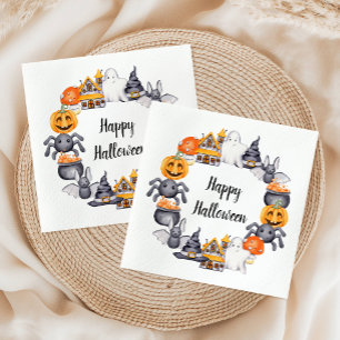 Serviette En Papier Illustration de fête d'Halloween joyeuse et mignon