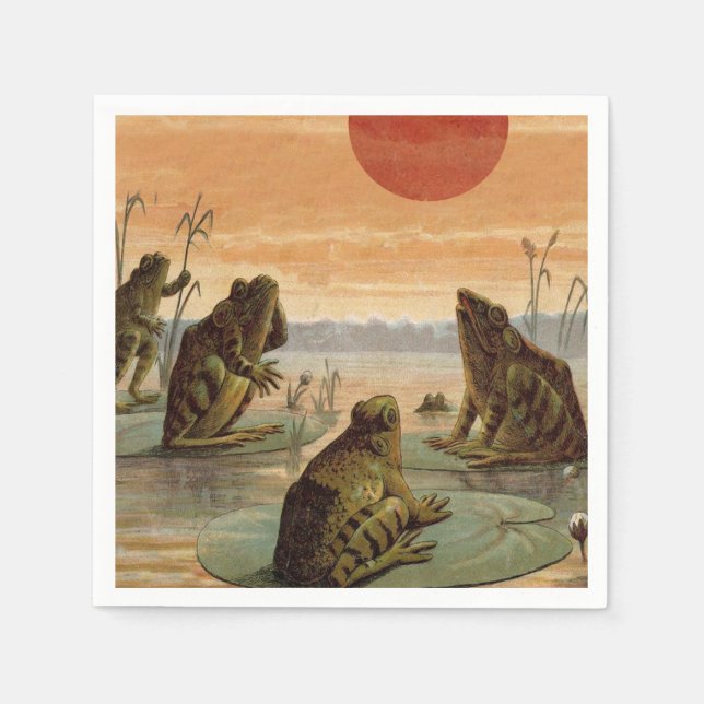 Serviette En Papier Illustration de grenouilles Lily Pads Moon (Devant)