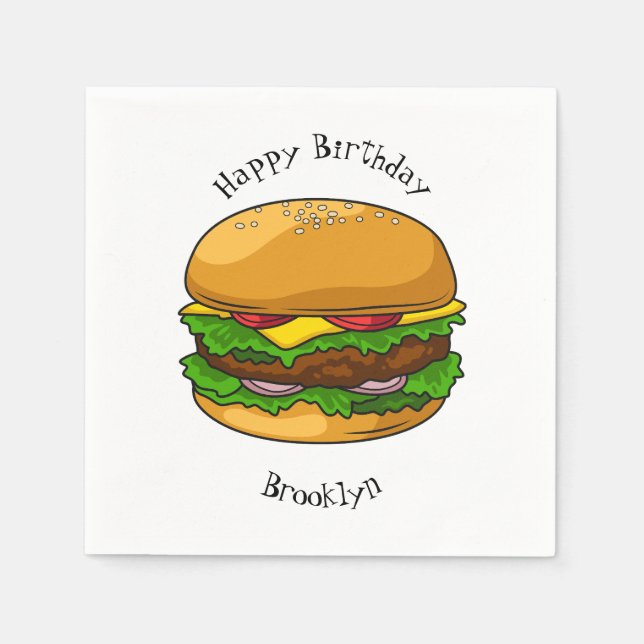 Serviette En Papier Illustration de Hamburger (Devant)