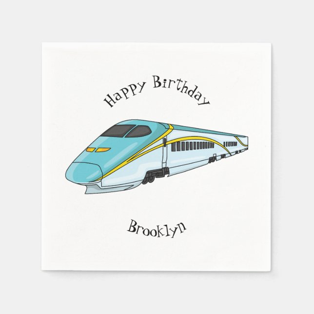 Serviette En Papier Illustration de la bande dessinée d'un train à bal (Devant)