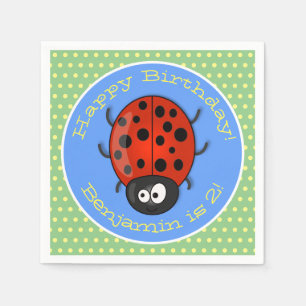 Serviette En Papier Illustration de la caricature de coccinelle rouge