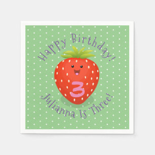 Serviette En Papier Illustration de la fraise Cute kawaii