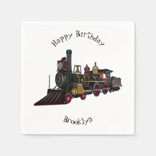 Serviette En Papier Illustration de la locomotive à vapeur