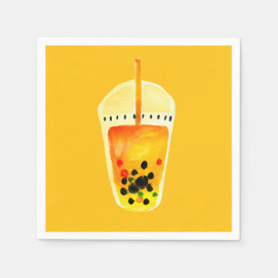 Serviette En Papier Illustration de l'art du thé Boba Bubble