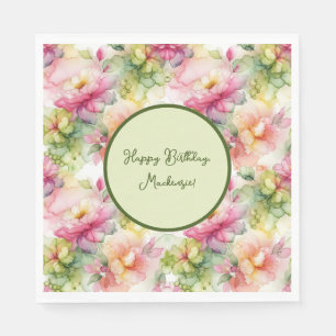 Serviette En Papier Illustration de l'encre d'alcool des fleurs pastel