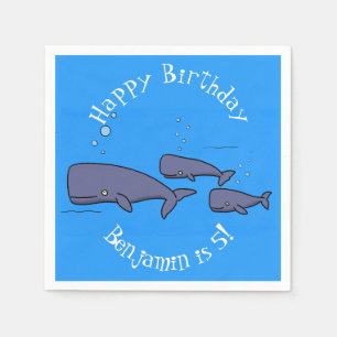 Serviette En Papier Illustration de mignonne migratrice de baleines à 