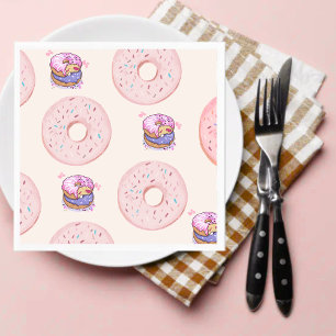 Serviette En Papier Illustration de motif de donuts sucrés mignons du