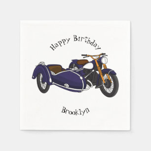 Serviette En Papier Illustration de moto pourpre Sidecar