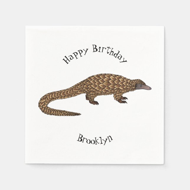 Serviette En Papier Illustration de pangolin à queue longue (Devant)