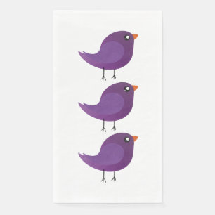 Serviette En Papier Illustration de petit oiseau violet mignon