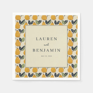 Serviette En Papier Illustration de poire jaune joyeuse