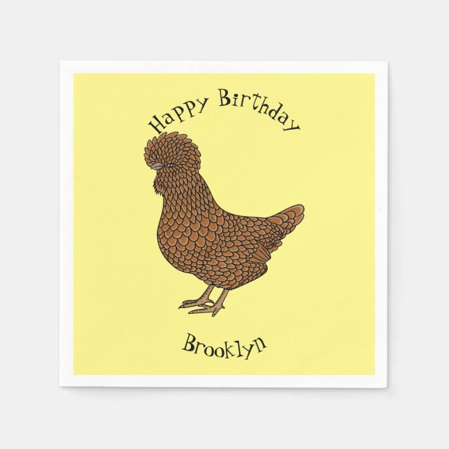 Serviette En Papier Illustration de poulet à la polis chamois (Devant)