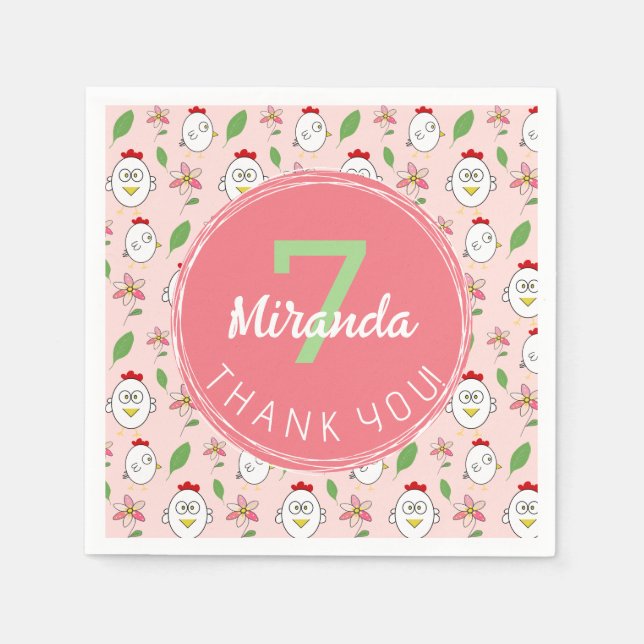 Serviette En Papier Illustration de poulet au dessin mignon (Devant)