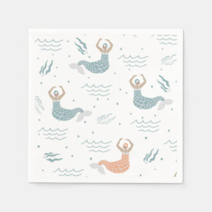 Serviette En Papier Illustration de sirène dansante personnalisée Mer