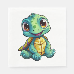 Serviette En Papier Illustration de tortue caricaturale