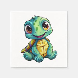 Serviette En Papier Illustration de tortue caricaturale