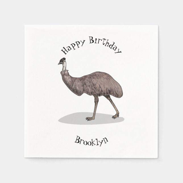 Serviette En Papier Illustration d'Emu bird (Devant)