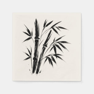 Serviette En Papier Illustration d'encre de bambou - Design zen sur