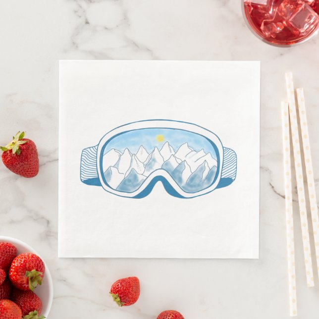 Serviette En Papier Illustration des lunettes de ski de montagne (En situation)