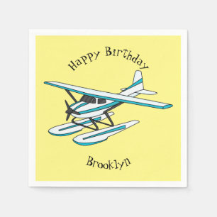 Serviette En Papier Illustration d'hydravion bleu blanc