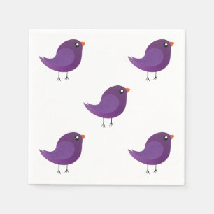 Serviette En Papier Illustration d'oiseau violet mignon