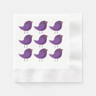 Serviette En Papier Illustration d'oiseau violet mignon