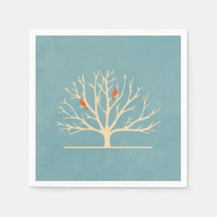 Serviette En Papier Illustration d'oiseaux orange moderne dans un gran