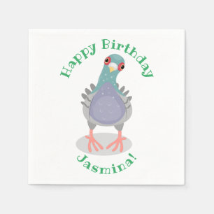Serviette En Papier Illustration drôle de pigeon curieux