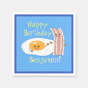 Serviette En Papier Illustration du bacon mignon et de l'oeuf