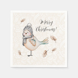 Serviette En Papier Illustration du Bruant mou d'hiver