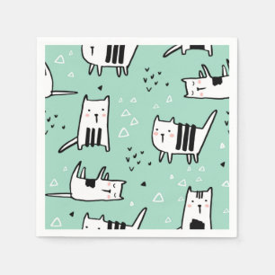 Serviette En Papier Illustration du chat de dessin