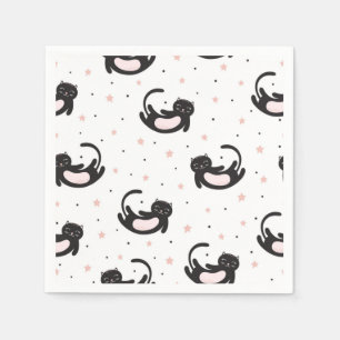 Serviette En Papier Illustration du chat de dessin