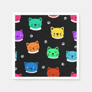 Serviette En Papier Illustration du chat de dessin