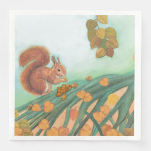 Serviette En Papier Illustration du noisette mangeant des écureuils ro