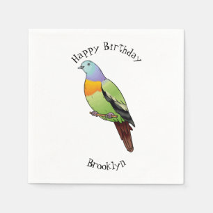 Serviette En Papier Illustration d'un pigeon à cou rose