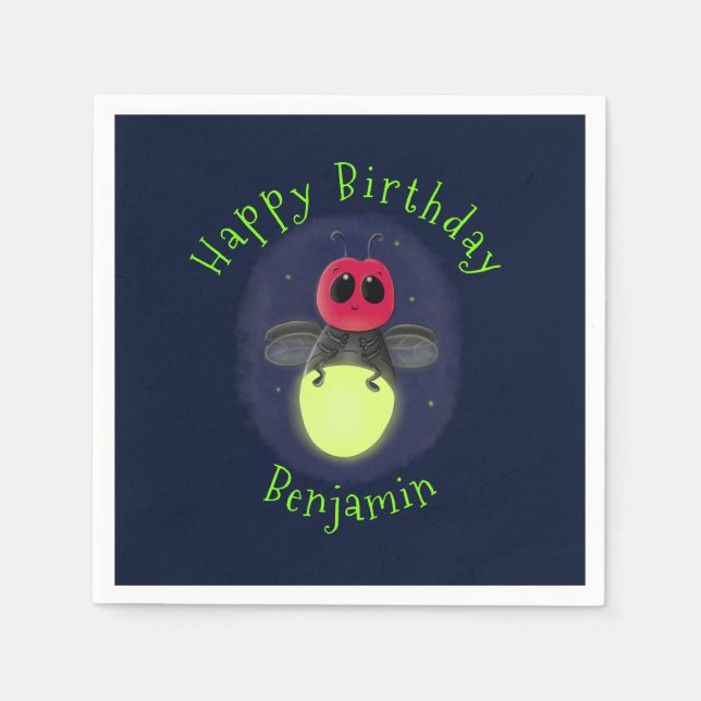 Serviette En Papier Illustration d'une luciole à éclair mignon (Devant)