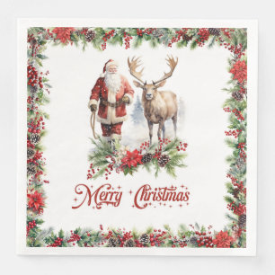 Serviette En Papier Illustration durable à Père Noël avec rennes