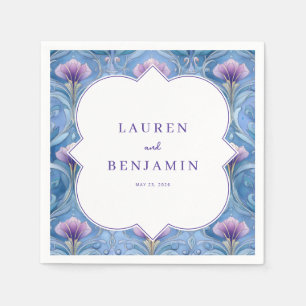 Serviette En Papier Illustration florale bleue romantique