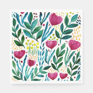 Serviette En Papier Illustration florale botanique